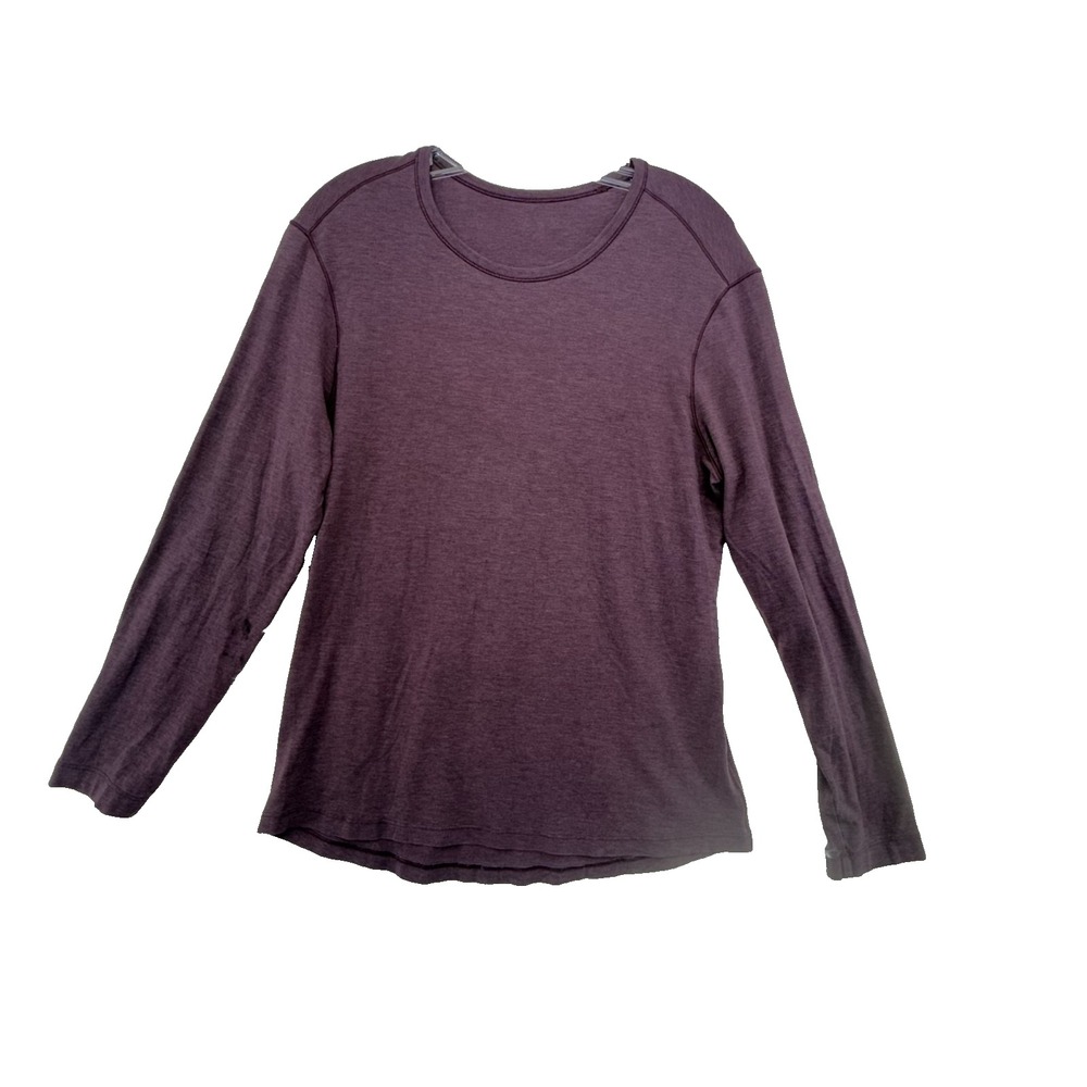 Lululemon Long Sleeve Shirt Mens L Purple Heather Crewneck Athletic Cotton